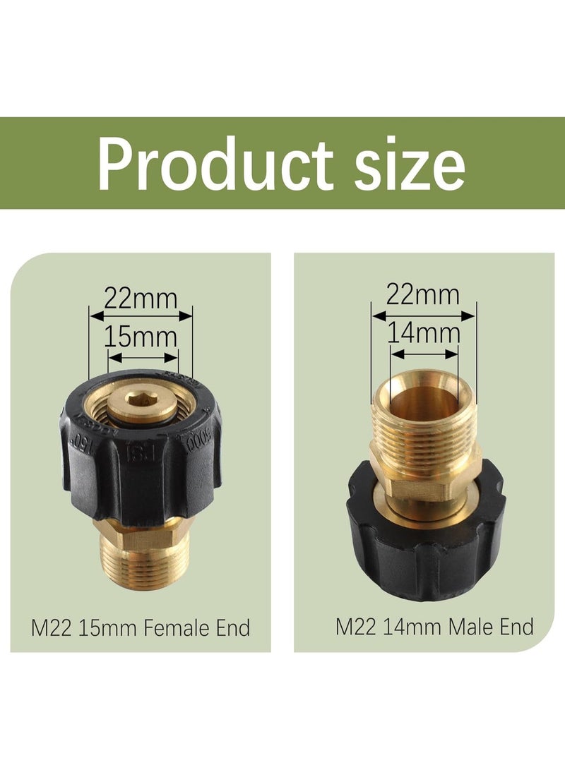 محول غسالة الضغط، خيط أنثوي M22 15 مم إلى توصيلة ذكر M22 14 مم، موصل خرطوم غسالة ضغط 5000 رطل/بوصة² من النحاس سريع التوصيل - Image 3